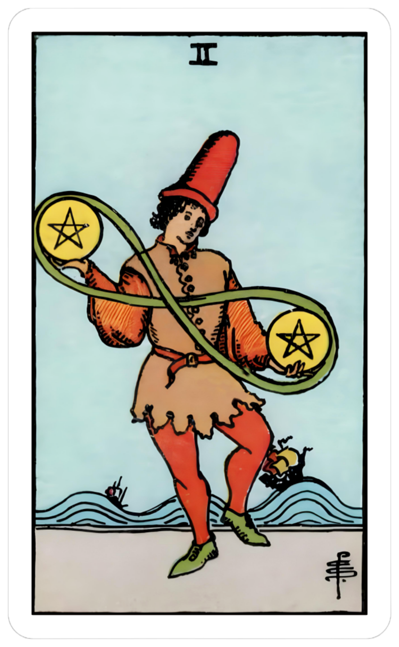 2 pentacles card